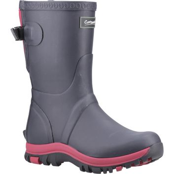 Ladies Cotswold Realm Adjustable Short Wellington Boot Navy/Pink