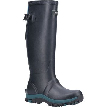 Ladies Cotswold Realm Adjustable Wellington Boot Navy/Teal