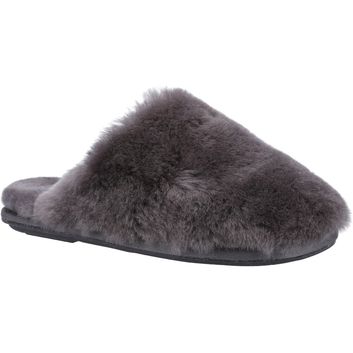 Ladies Cotswold Salperton Sheepskin Mule Slipper Grey