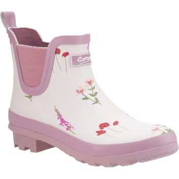 Ladies Cotswold Wildflower Ankle Wellingtons Pink