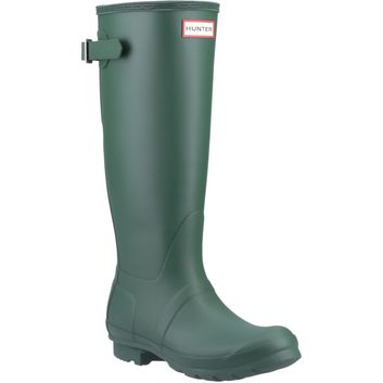 Ladies Hunter Original Tall Back Adjustable Wellington Boots Green