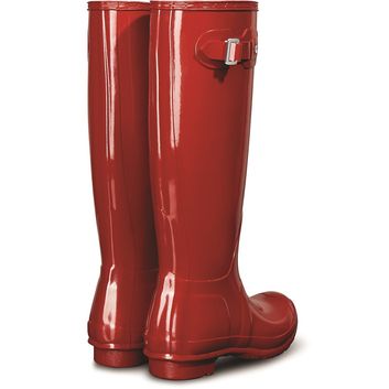 Ladies Hunter Original Tall Gloss Wellington Boots Military Red alternative