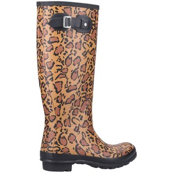 Ladies Hunter Original Tall Leopard Print Boot Rich Tan/Saddle/Black alternative