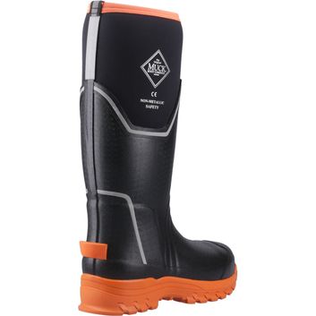 Ladies Muck Boots Grit S5 Safety Wellington Black/Orange alternative