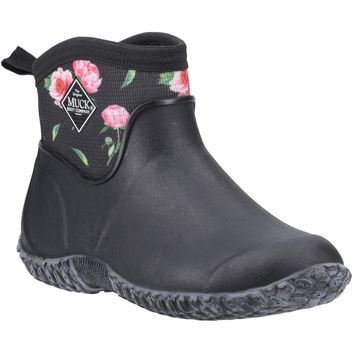 Ladies Muck Boots Muckster II Ankle All Purpose Lightweight Shoe Black/Peony Roses