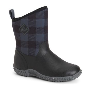 Ladies Muck Boots Muckster II Mid Wellington Black/Grey Plaid