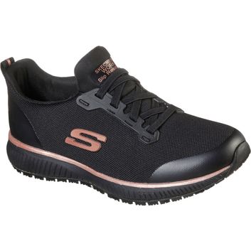 Ladies Skechers Workwear Squad SR Occupational Shoe Black/Rose Gold