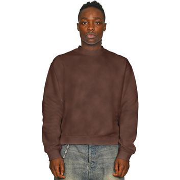 Casual Classics Premium Combed 330 Acid Wash Boxy Oversized Extended Neck Sweatshirt - Acid Chocolate