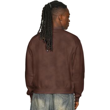 Casual Classics Premium Combed 330 Acid Wash Boxy Oversized Extended Neck Sweatshirt - Acid Chocolate alternative
