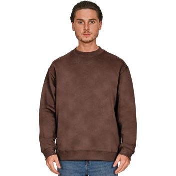 Casual Classics Premium Combed 330 Acid Wash Oversized Extended Neck Sweatshirt - Acid Chocolate