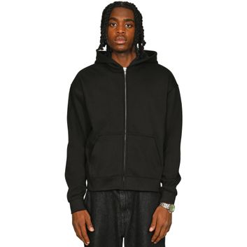 Casual Classics Premium Combed 330 Boxy Oversize Tall Zip Hood - Black