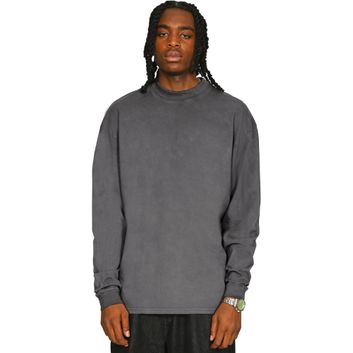 Casual Classics Ringspun Combed 180 Acid Wash Oversize Extended Neck Long Sleeve T-Shirt - Acid Charcoal
