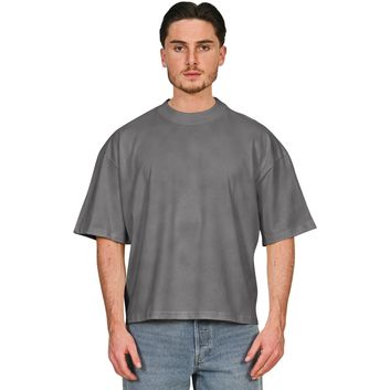 Casual Classics Ringspun Combed 220 Acid Wash Boxy Oversize Extended Neck T-Shirt - Acid Charcoal