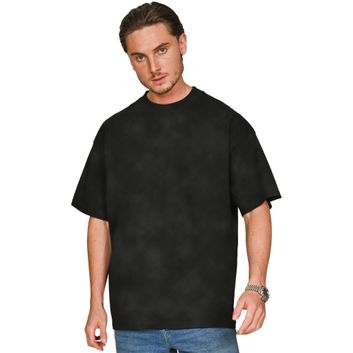 Casual Classics Ringspun Combed 220 Acid Wash Oversize Extended Neck T-Shirt - Acid Black