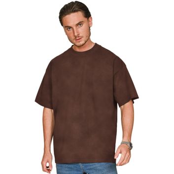 Casual Classics Ringspun Combed 220 Acid Wash Oversize Extended Neck T-Shirt - Acid Chocolate