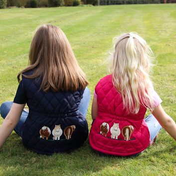 British Country Collection Three Fat Ponies Childrens Gilet - Navy