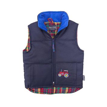 British Country Collection Three Tractors Childrens Gilet - Navy alternative