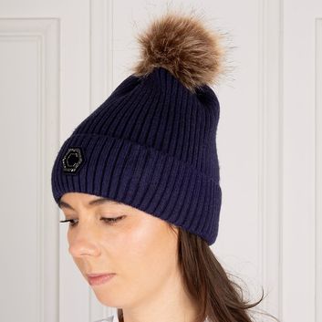 Coldstream Ellemford Knit Bobble Hat - Navy