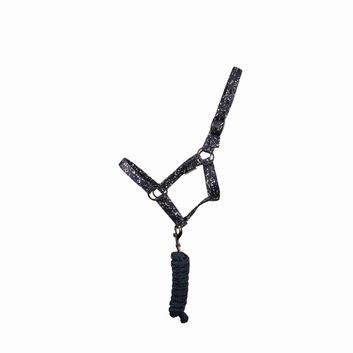 Hy Equestrian Elevate Allure Head Collar &amp; Lead Rope - Navy/Gun Metal Grey