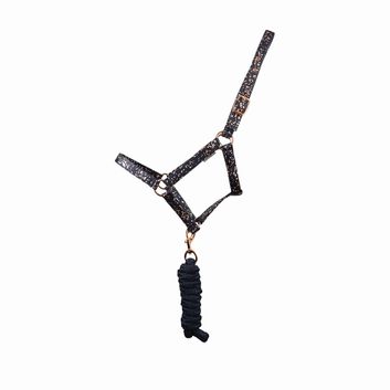 Hy Equestrian Elevate Allure Head Collar &amp; Lead Rope - Navy/Rose Gold