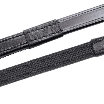 Hy Equestrian Half Rubber Show Reins - Black