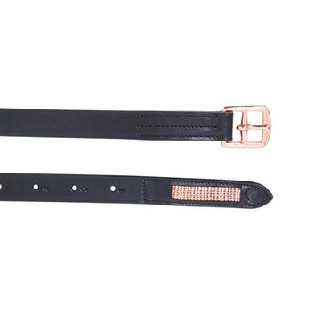 Hy Equestrian Rosciano Rose Gold Stirrup Leathers - Black/Rose Gold
