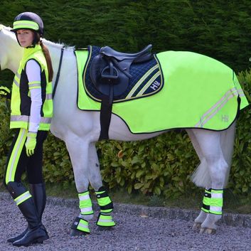 Reflector Fleece Exercise Sheet by Hy Equestrian - Yellow alternative