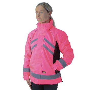Reflector Waterproof Riding Jacket by Hy Equestrian - Pink/Black