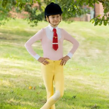 Supreme Products Long Sleeve Champion Junior Show Rider Competition Shirt with Zip - Pink/White