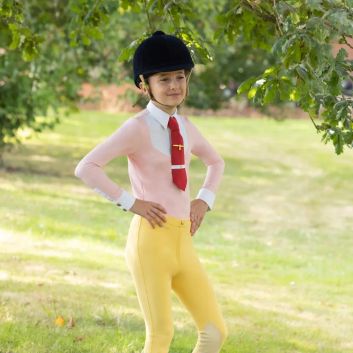 Supreme Products Long Sleeve Champion Junior Show Rider Competition Shirt with Zip - Pink/White alternative