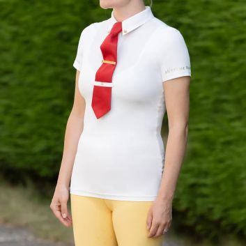 Supreme Products Short Sleeve Champion Show Rider Competition Shirt with Zip - Cream/Cream