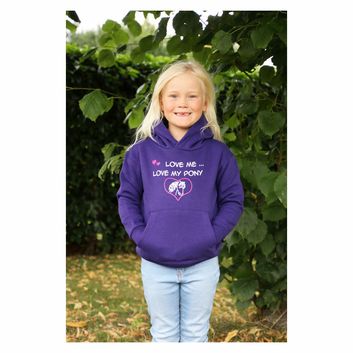 British Country Collection "Love me Love my Pony" Childrens Hoodie - Purple