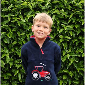 British Country Collection Big Red Tractor Childrens Fleece Jacket - Navy/Red Trim