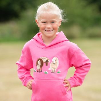 British Country Collection Bracken Pony Childrens Hoodie - Candy Floss Pink