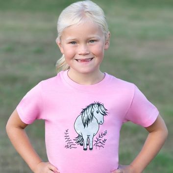 British Country Collection Bracken Pony Childrens T-Shirt - Candy Floss Pink