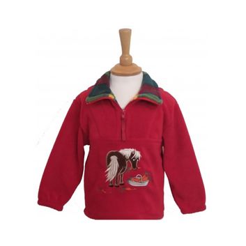 British Country Collection Carrot Pony Childrens Fleece Jacket - Red/Red Tartan Check Trim alternative