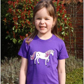 British Country Collection Dancing Unicorn Childs Tee - Purple alternative