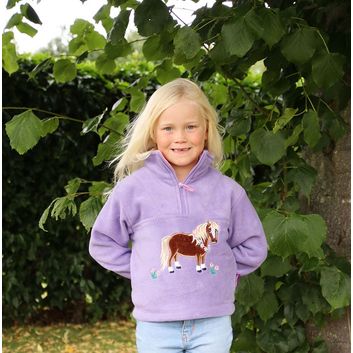 British Country Collection Flora Pony Childrens Fleece Jacket - Lilac/Baby Pink Trim