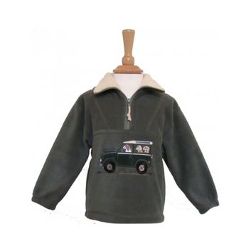 British Country Collection Offroader &amp; Dogs Childrens Fleece Jacket - Olive/Cream Trim alternative