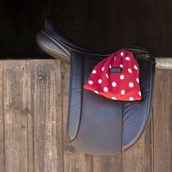 Supreme Products Dotty Fleece Stirrup Covers - Rich Raspberry - One Size