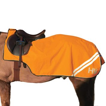 Reflector Fleece Exercise Sheet by Hy Equestrian - Orange