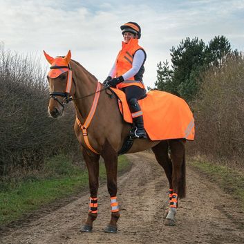Reflector Fleece Exercise Sheet by Hy Equestrian - Orange alternative