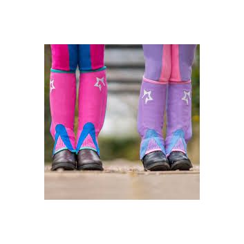 Hy Equestrian Children's Zeddy Three Tone Amara Chaps - Flamingo Pink/Cobalt Blue/Turquoise - Child alternative