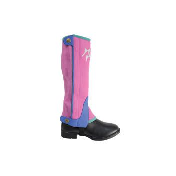 Hy Equestrian Children's Zeddy Three Tone Amara Chaps - Flamingo Pink/Cobalt Blue/Turquoise - Child