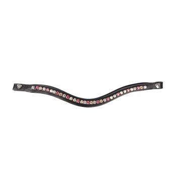 Propresicce Signature Curved Diamante Browband By Hy Equestrian With Pink/Silver/Taupe Diamantes Black