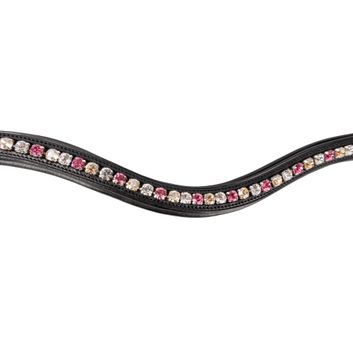Propresicce Signature Curved Diamante Browband By Hy Equestrian With Pink/Silver/Taupe Diamantes Black alternative
