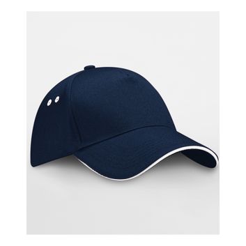 Beechfield Ultimate 5 Panel Cap Sandwich Peak French Navy/White