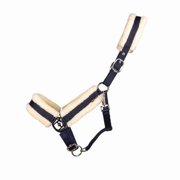 Hy Equestrian Luxury Faux Fur Head Collar - Navy alternative