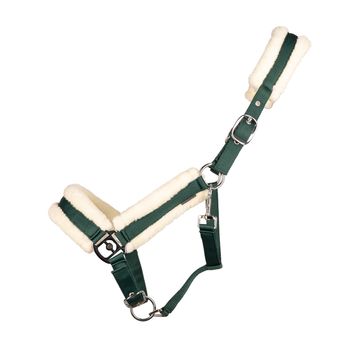 Hy Equestrian Luxury Faux Fur Head Collar - Forest Green alternative