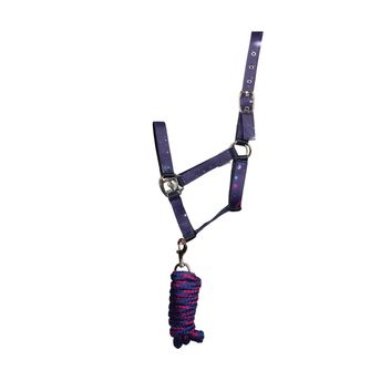 Hy Equestrian Out of this World Head Collar &amp; Lead Rope - NAVY/MAGENTA alternative